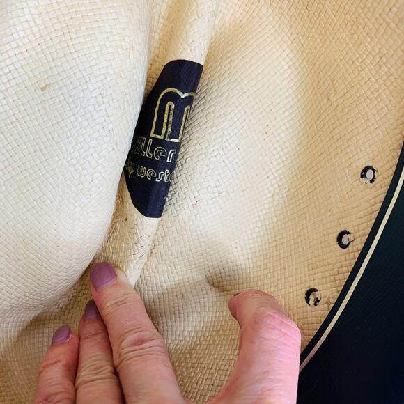 Miller Bros Western Hat Straw Beads Horsehair  Banded Sz 6 7/8 - Picture 8 of 11